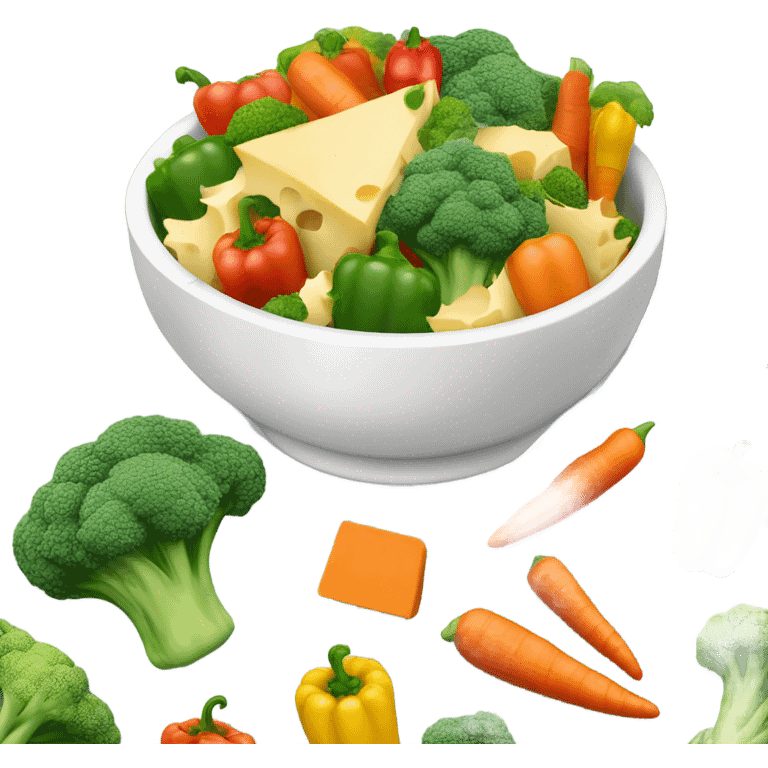 Bowl with vegetables baked with cheese emoji