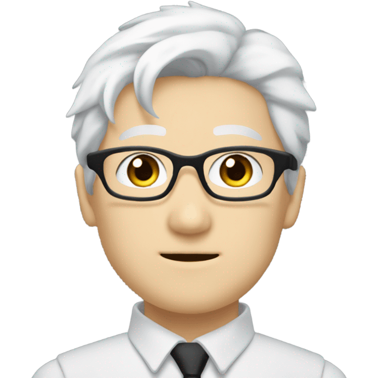 gojo satoru, blue eyes, black glasses, white hair emoji