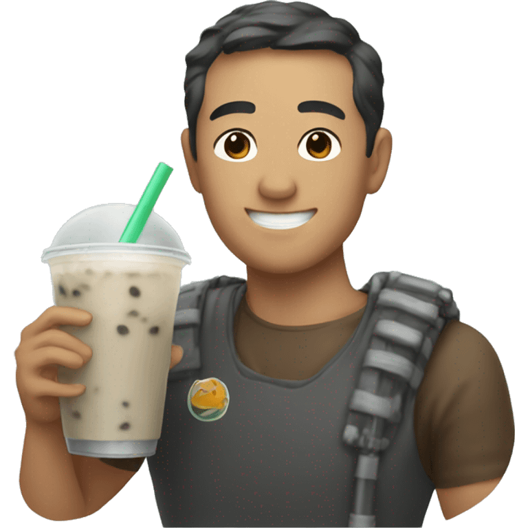 man drinking boba tea emoji