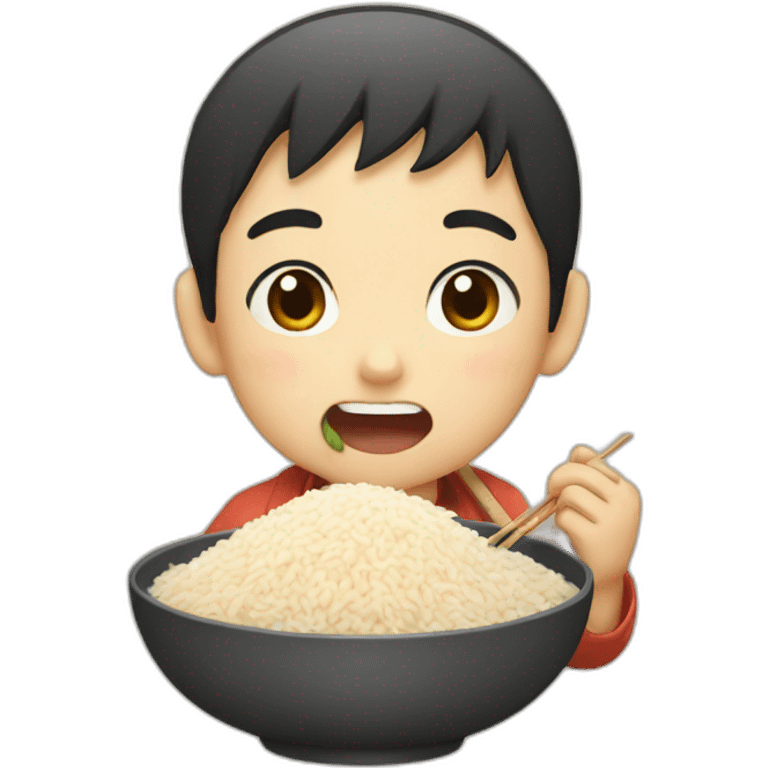 japanese boy eating rice emoji