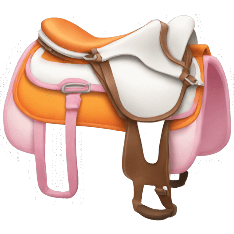 White pink and orange horse saddle emoji