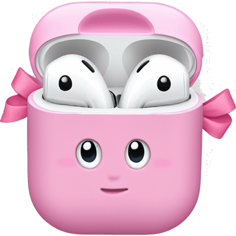 Airpod mac with pink bows on the side emoji