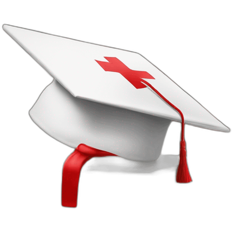 White Student cap with red medical cross On a stack of books emoji