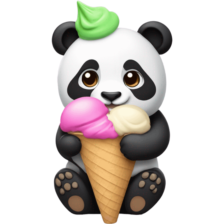 Panda eating ice cream emoji