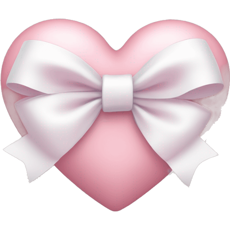 Pastel pink heart with white bow emoji