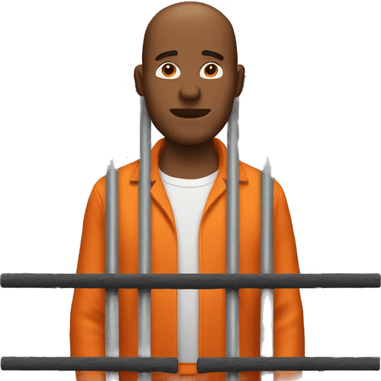 man in orange jumpsuit holding bars in front of him emoji