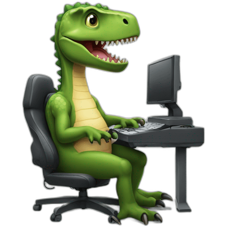 dino playing computer games emoji