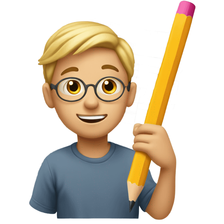 apple style emoji: Kid is doing a quiz emoji