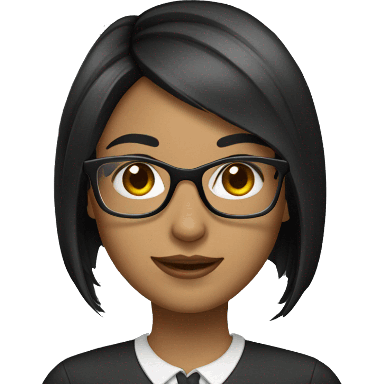 A girl with square glasses, black straight hair as a teacher emoji