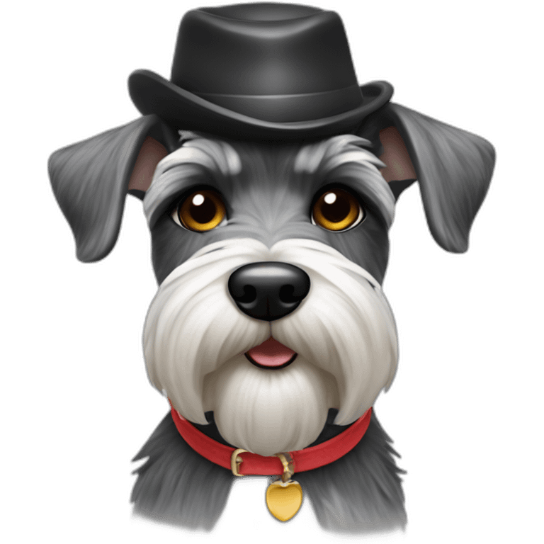 salt and pepper miniature schnauzer with a hat emoji