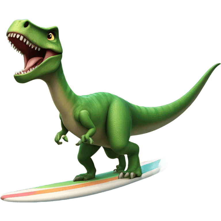 create a surfing dinosaur emoji