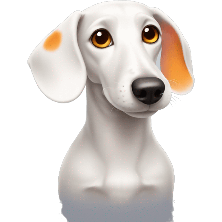 White dachshund with orange eyes and ears emoji