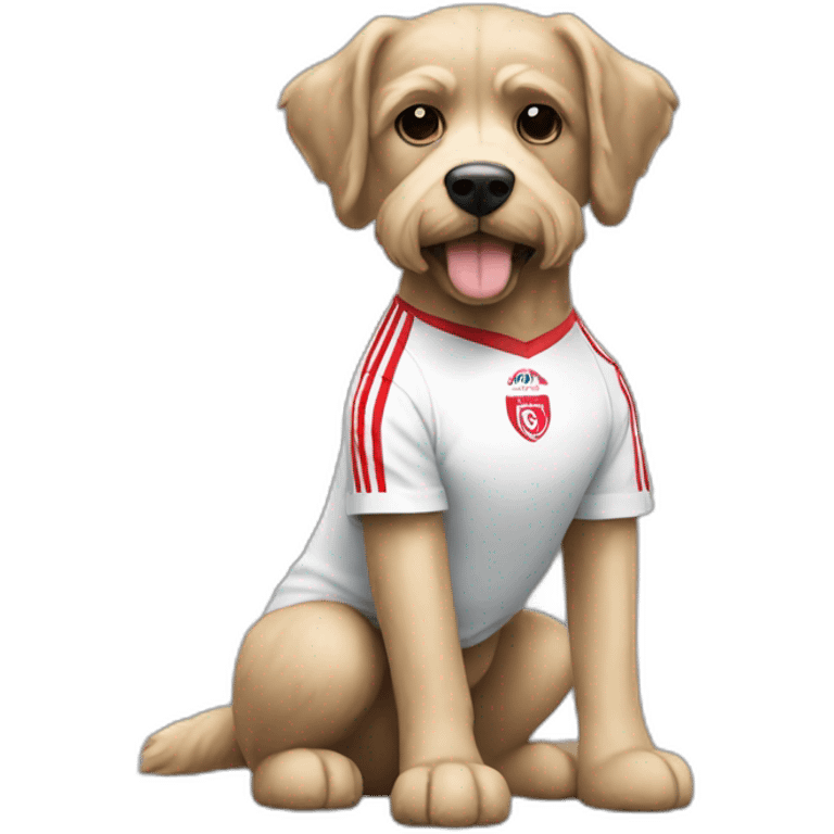 Perro caniche con la camisa de river plate emoji