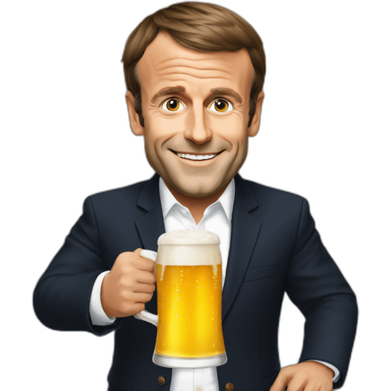 Emmanuel Macron with beer emoji