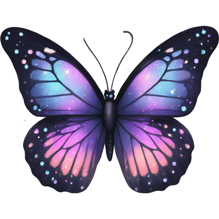 sparkly pastel black galaxy butterfly emoji