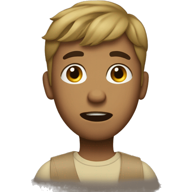 Young brown man with blonde hair who is confused with a question mark over his head emoji