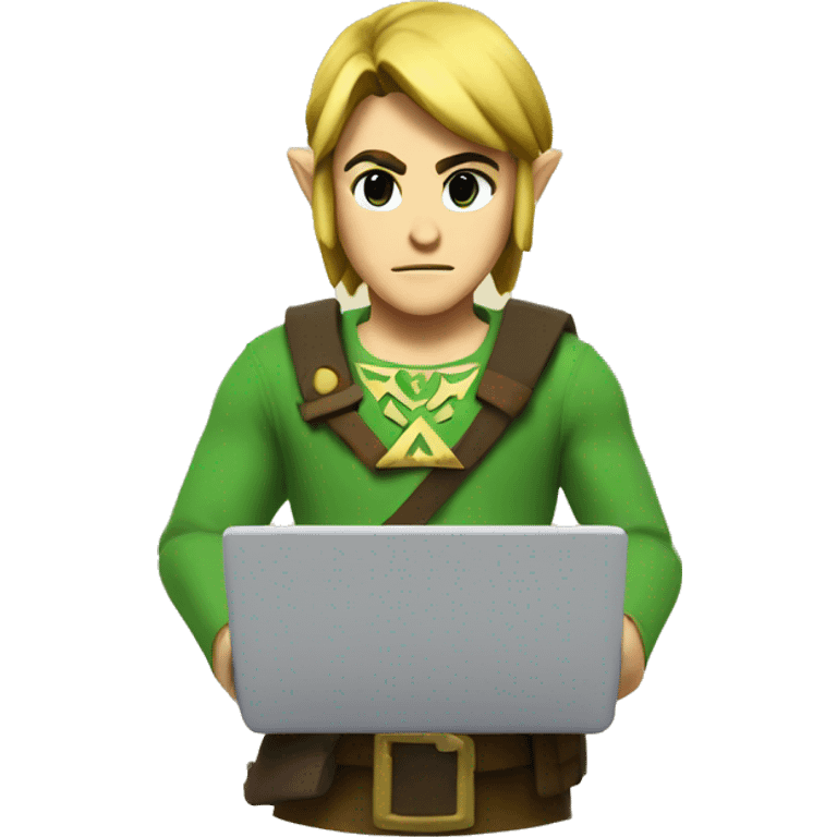 zelda link working with a laptop emoji