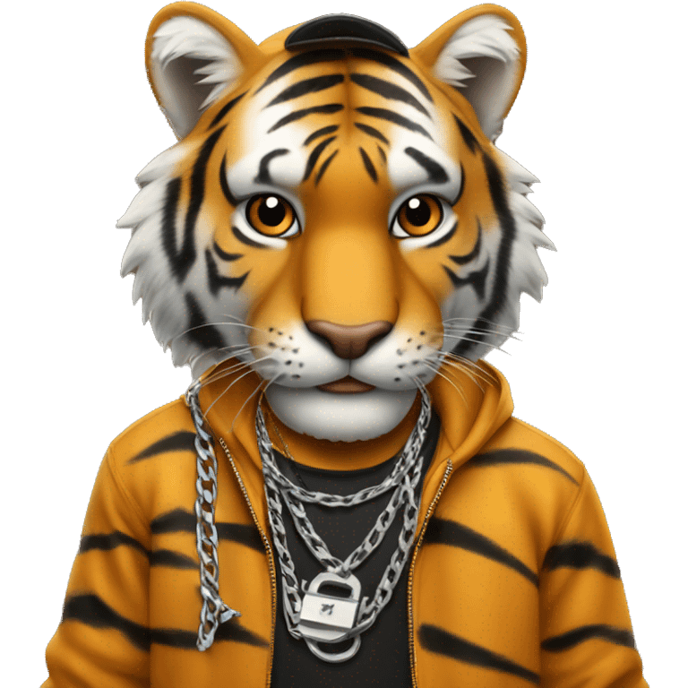 Tiger rapper with chain and rollies emoji