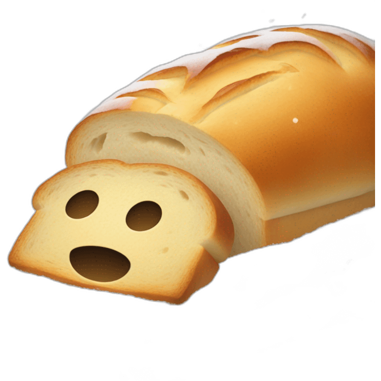 A loaf of sad bread on snow  emoji