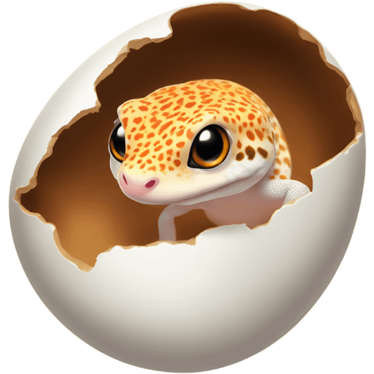 Orange leopard gecko emerges from egg emoji