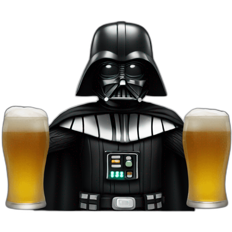 Dark vador with a beer emoji