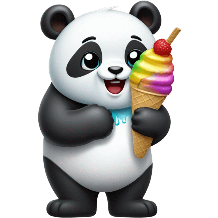 Panda eating ice cream emoji