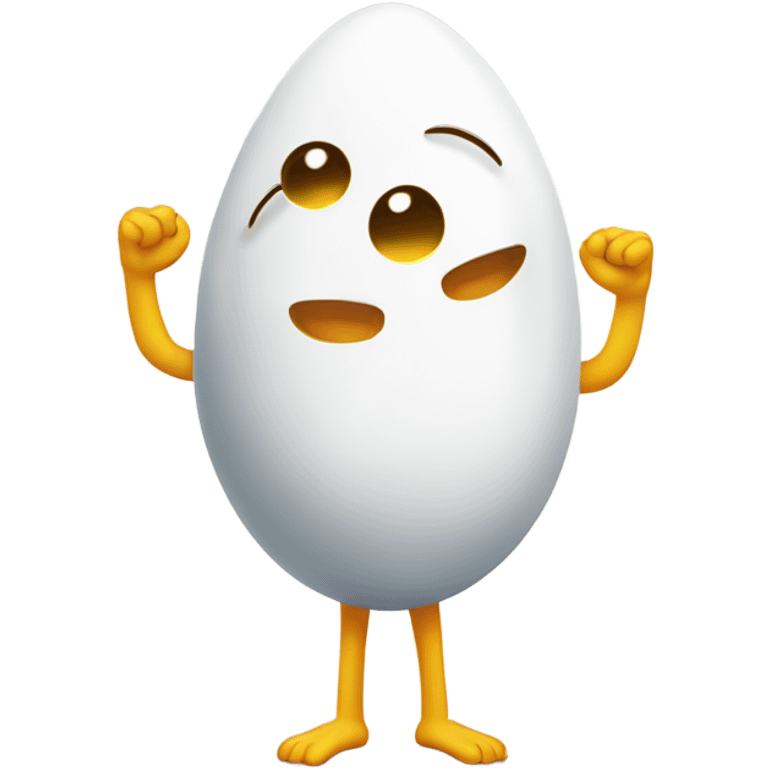 Egg sunny side up with arms and leggs emoji