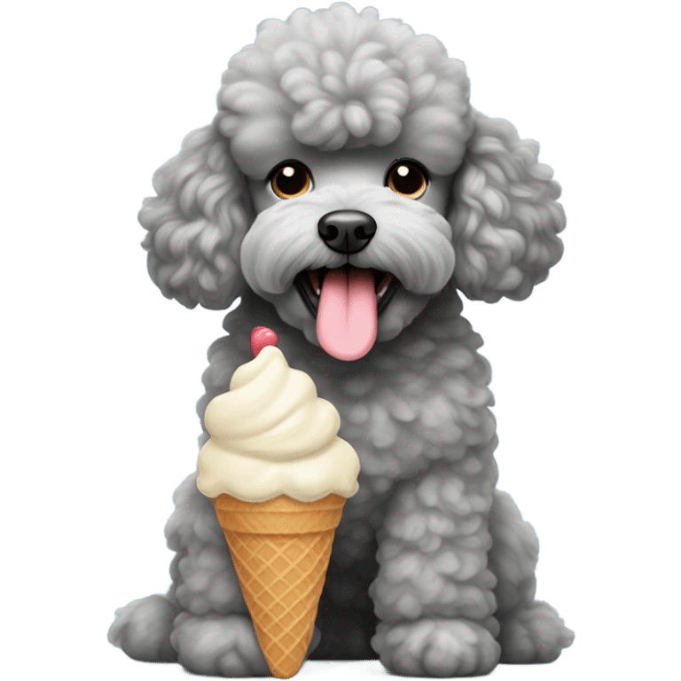 Grey Scottish poodle eating ice cream emoji