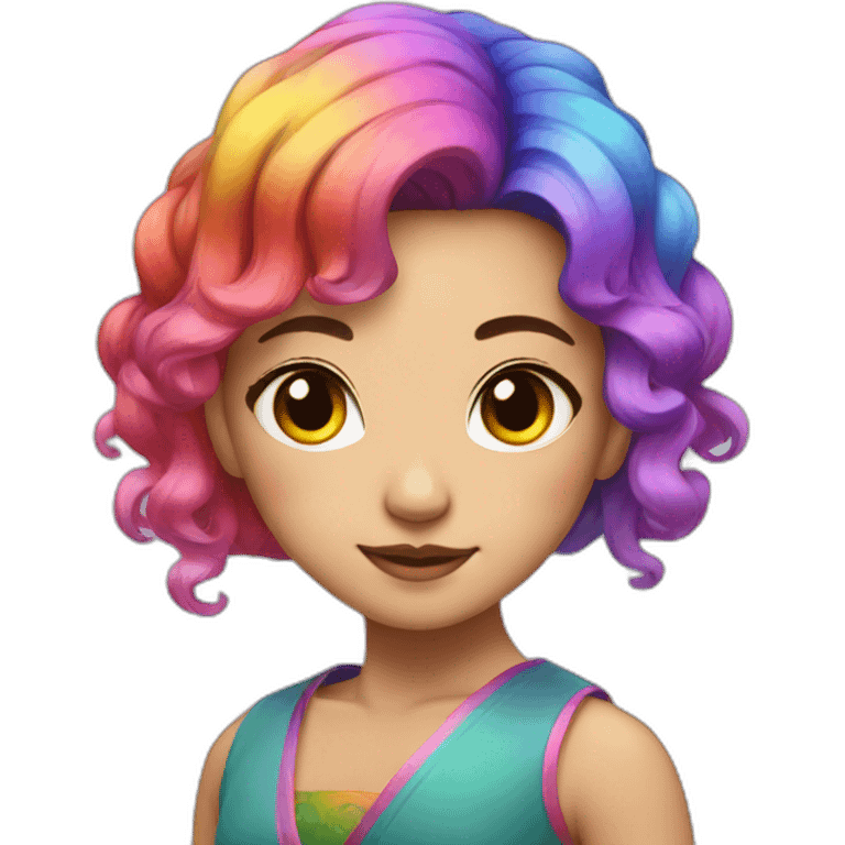 A beautiful Chinese with rainbow hair emoji