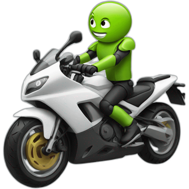 Android logo riding a motorbike emoji