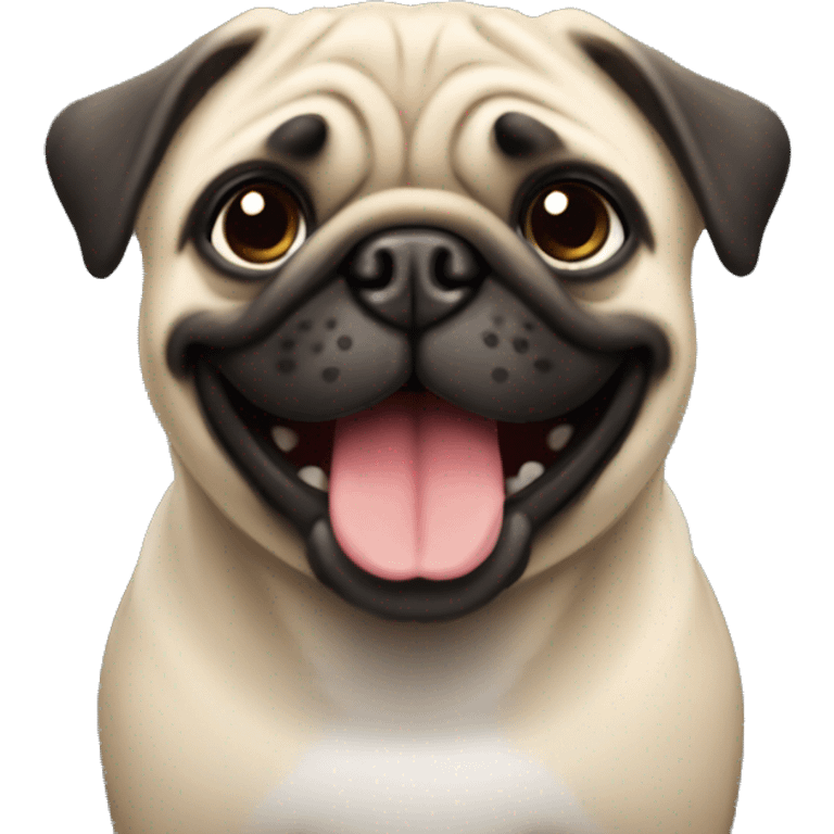 pug smiling with his teehts emoji