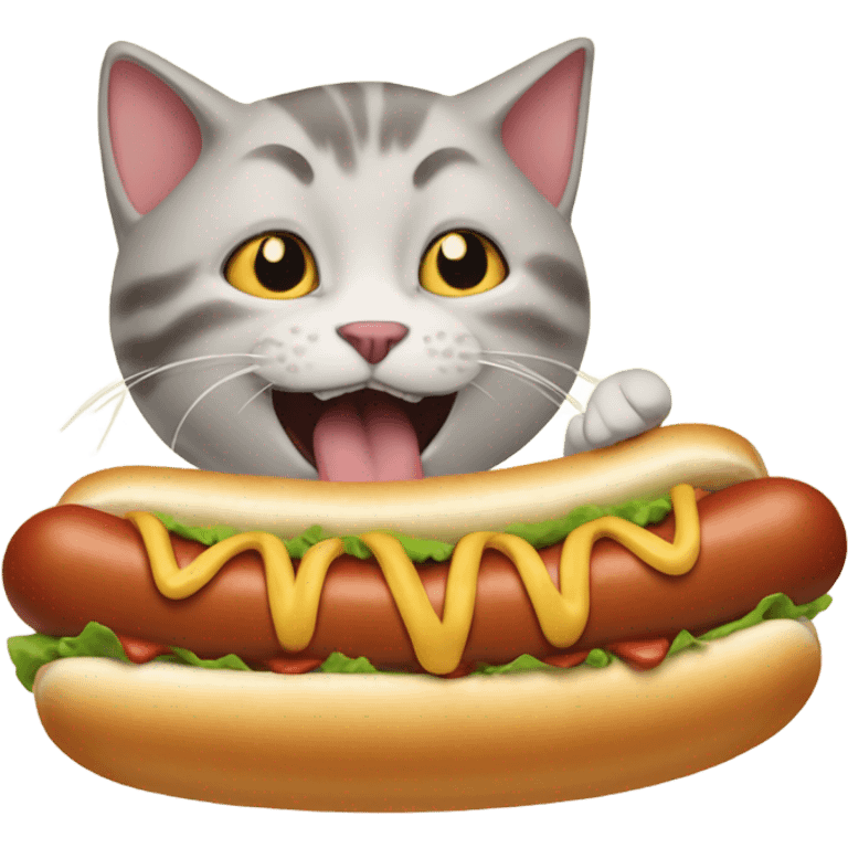 Cat eating hotdogs emoji