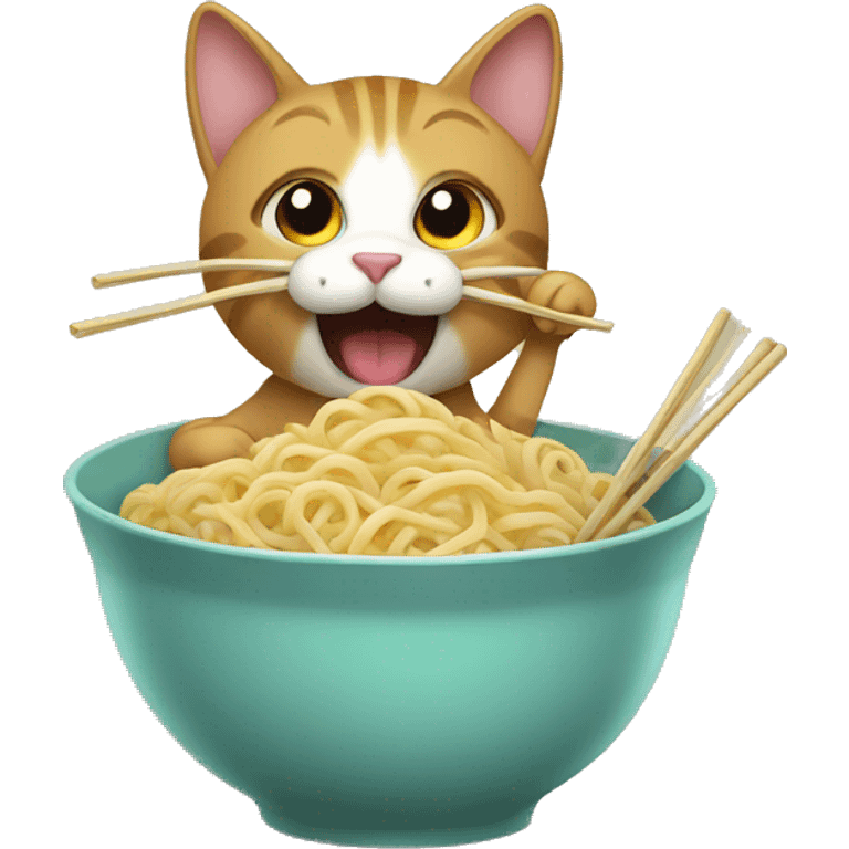 Cat eating noodles  emoji