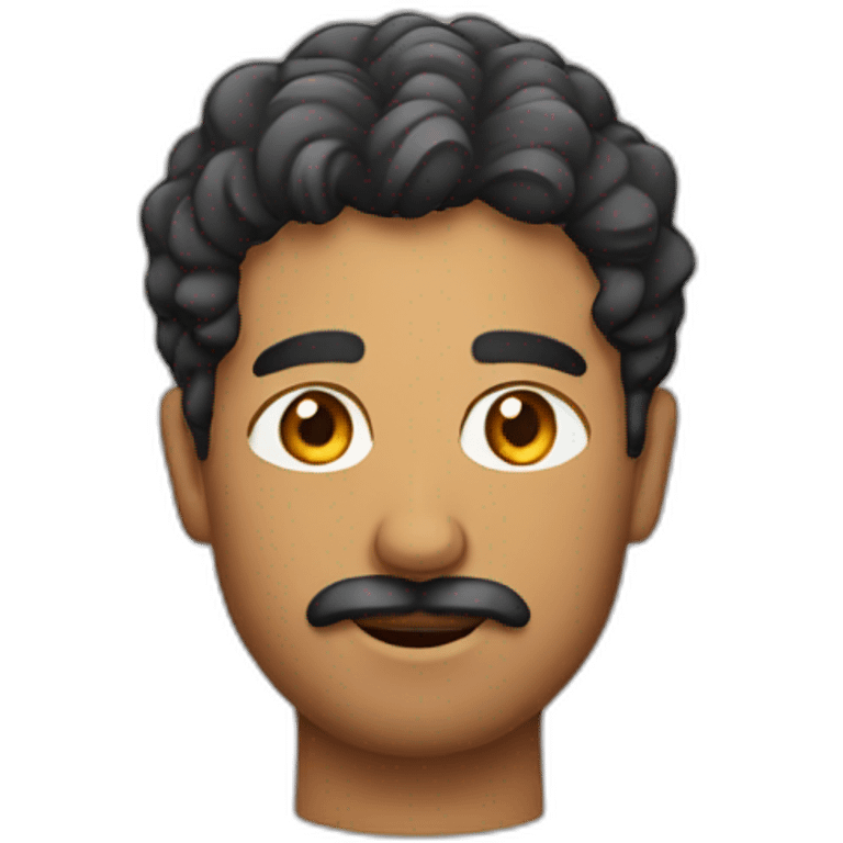 south asian man with a moustache and beard and short curly hair emoji