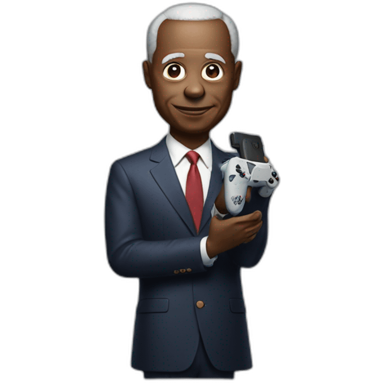 president holds playstation 5 in hands emoji