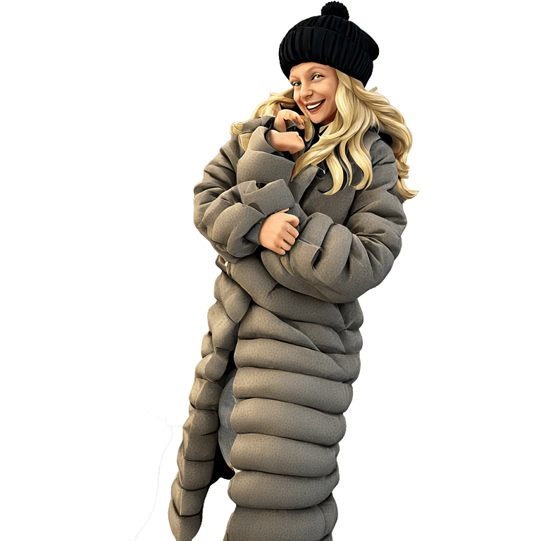 smiling blonde in stylish coat emoji