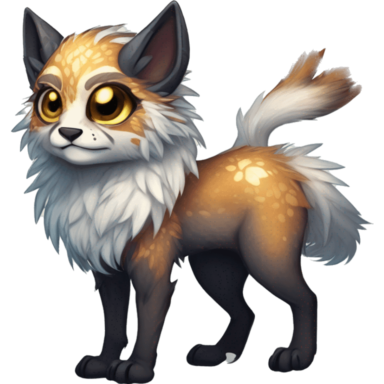 Cool cute Kawaii edgy fantasy shiny chibi animal creature fursona Fionbri vernid by griffsnuff & LiLaiRa & Falvie full bodyal emoji