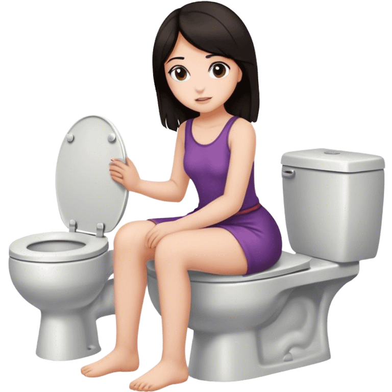 Girl with dark hair on toilet emoji