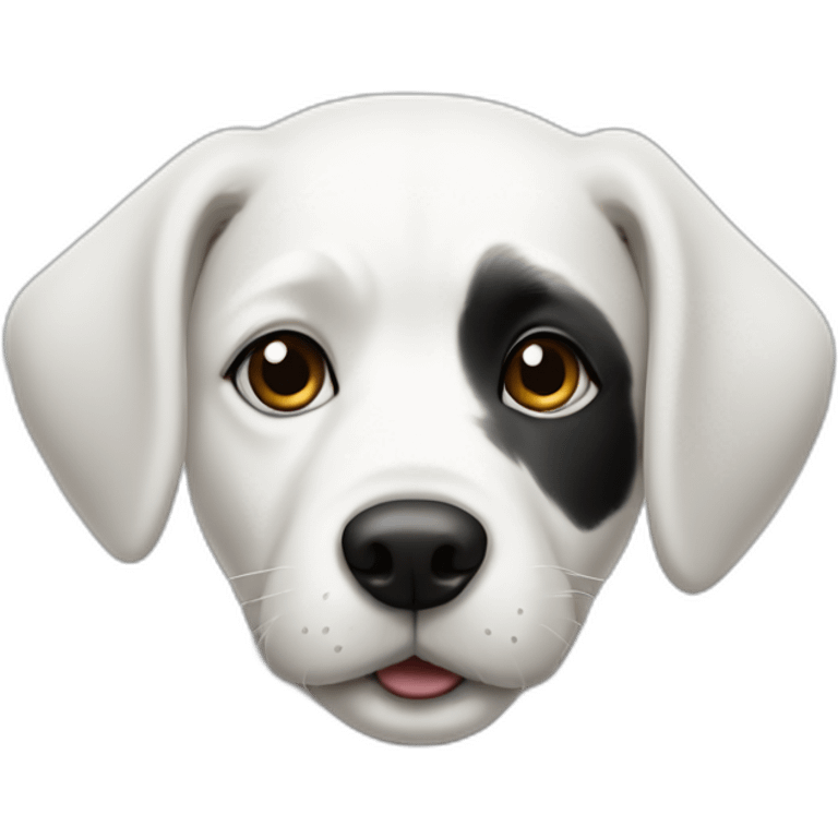 white dog with black spot on half of the face emoji