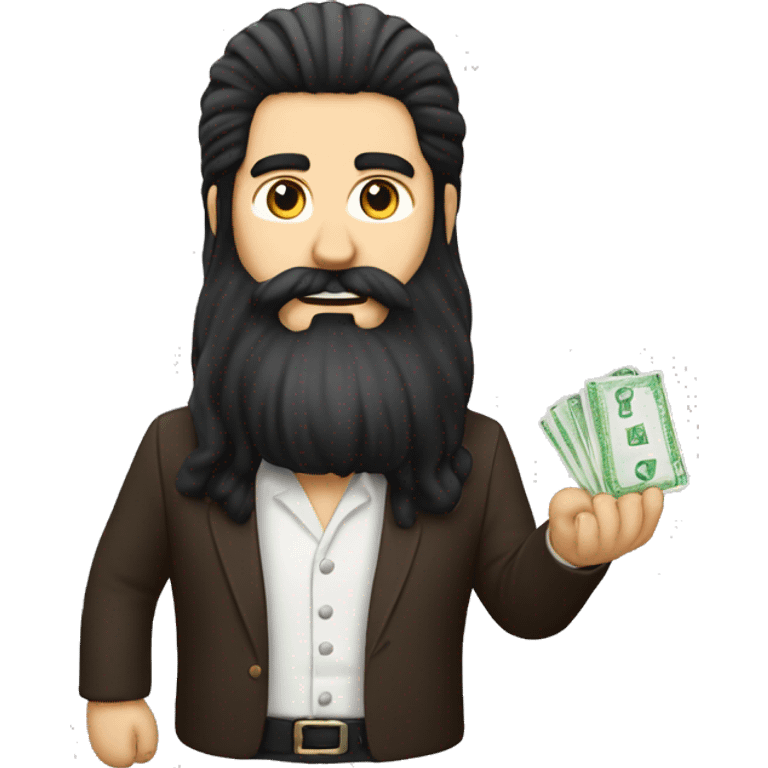 The guy who is a dealer has a card in his hand, has long black hair and a long beard  emoji