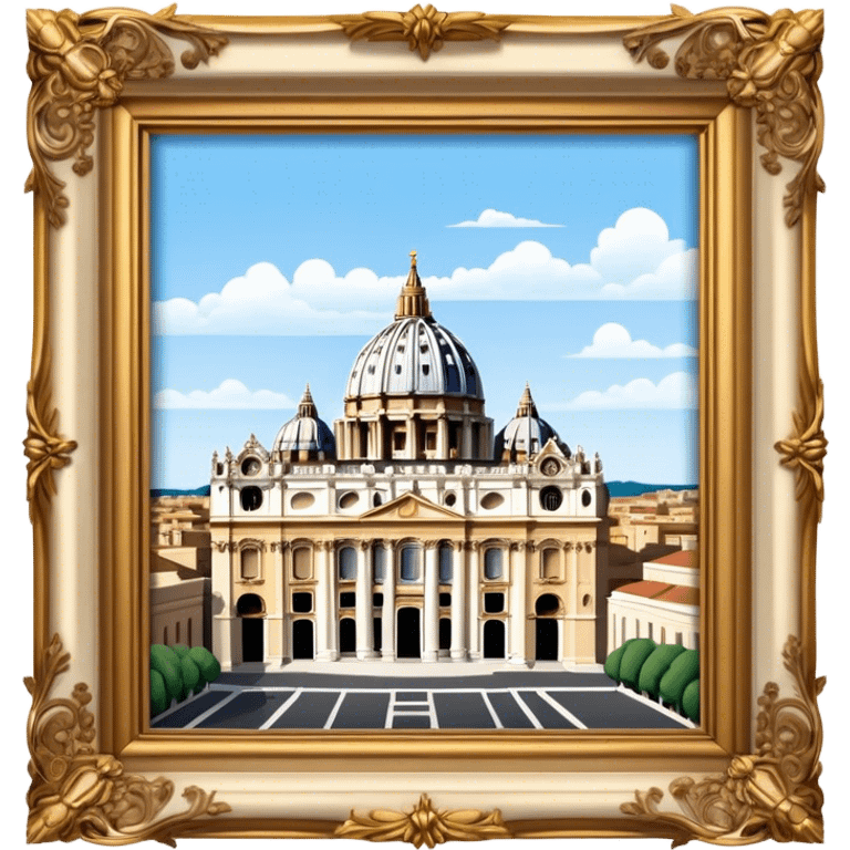 Cinematic Realistic St. Peter's Basilica Landmark Emoji, depicted with majestic, ornate architecture rendered with lifelike detail and regal lighting. emoji