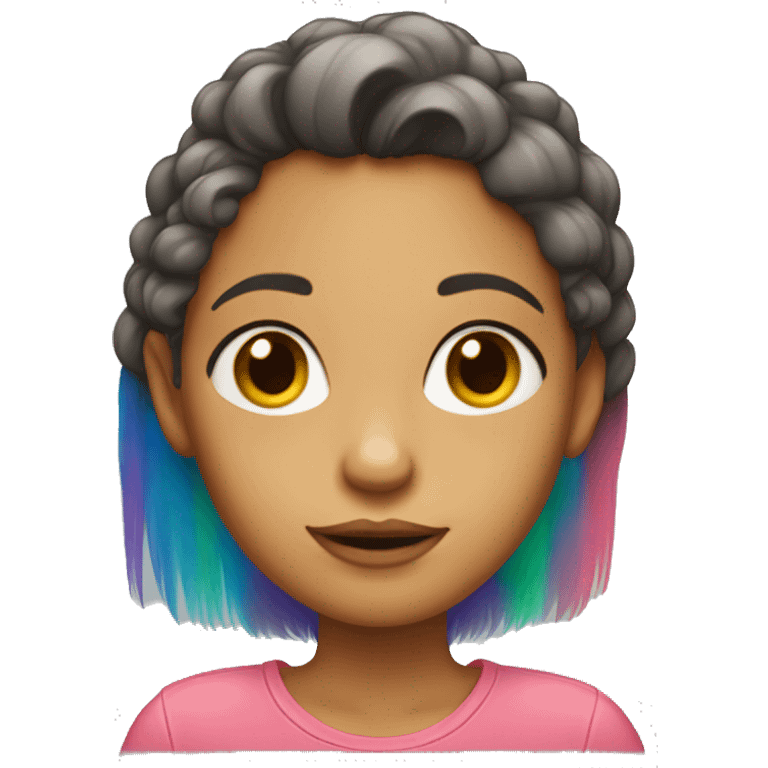 girl with half hair ranbow color emoji