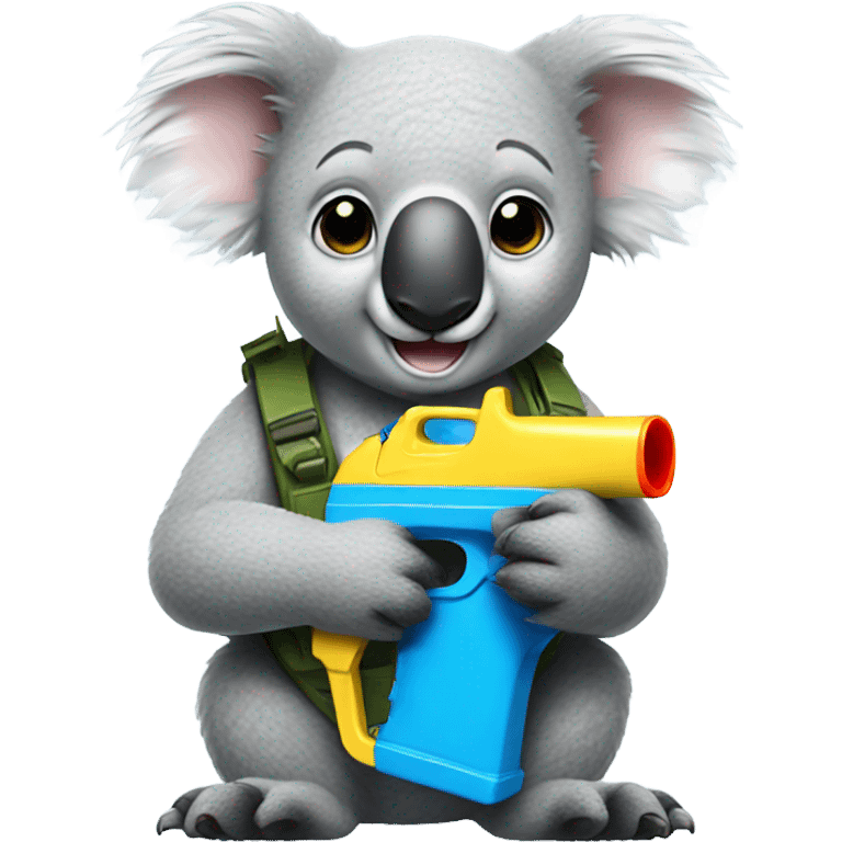 A koala with a water gun emoji