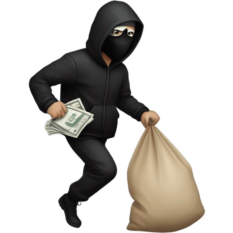 robber sneaking away with a large bag of money emoji