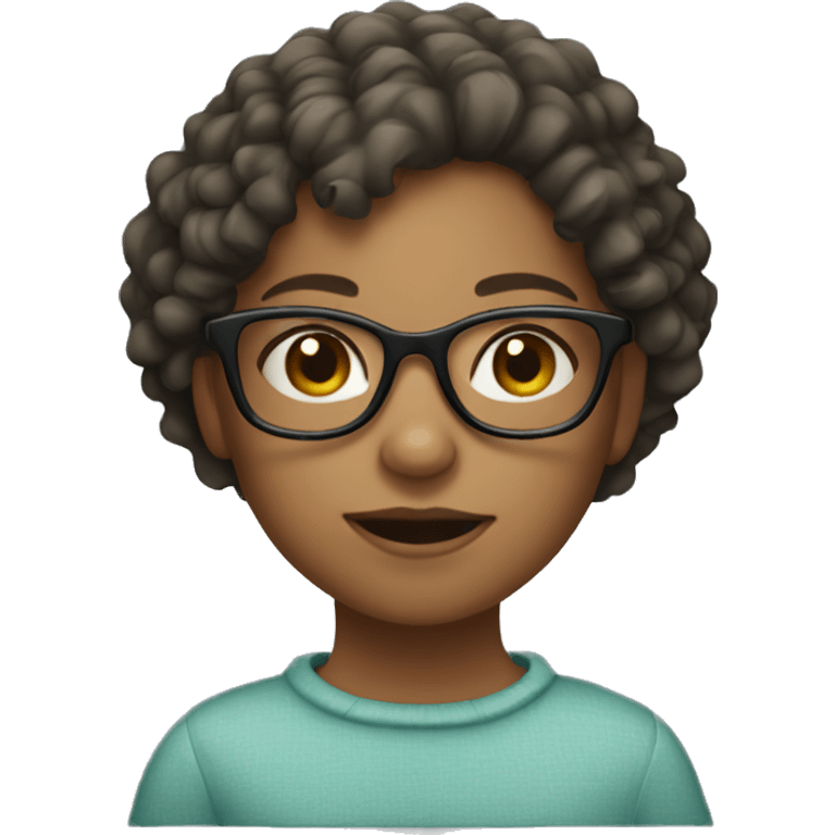 Girl with short Curly hair and glasses  emoji