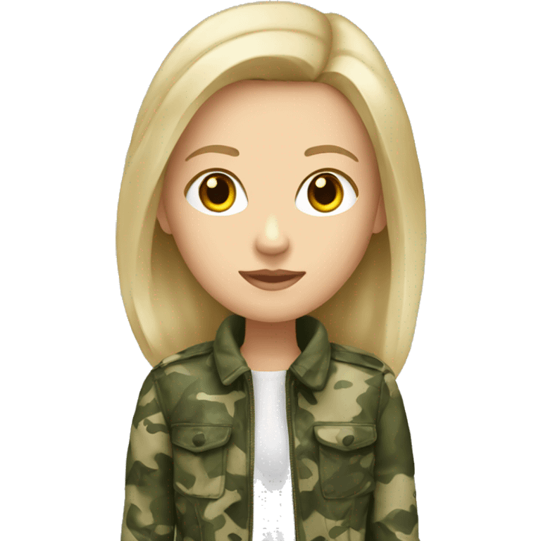 white girl with a camouflage jacket on emoji