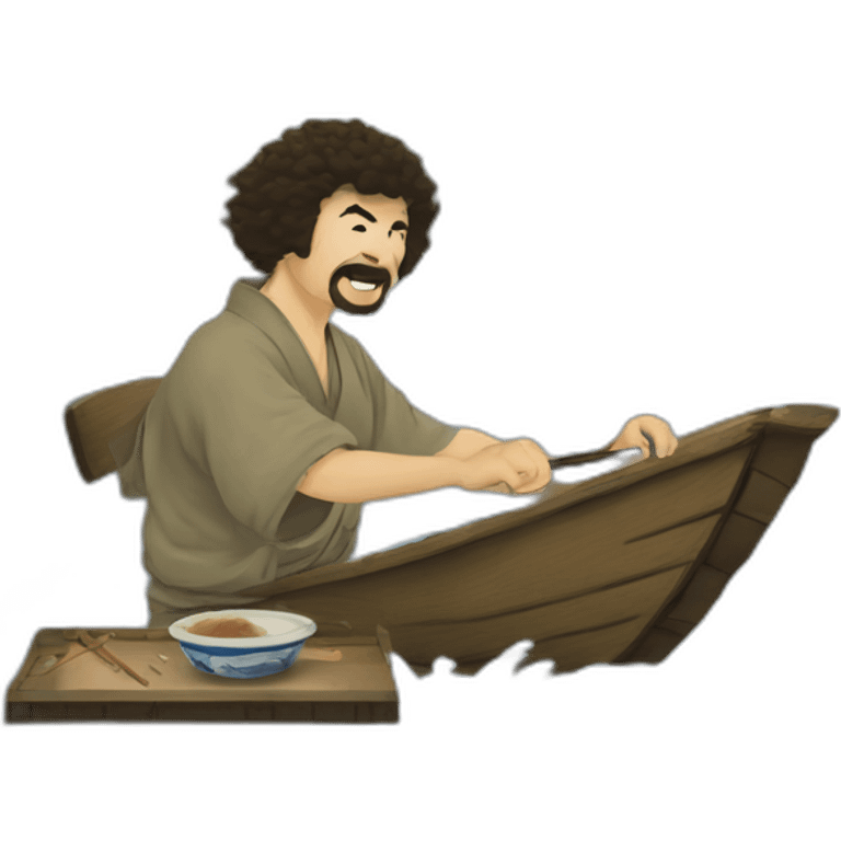 Hokusai in the style of Bob Ross emoji