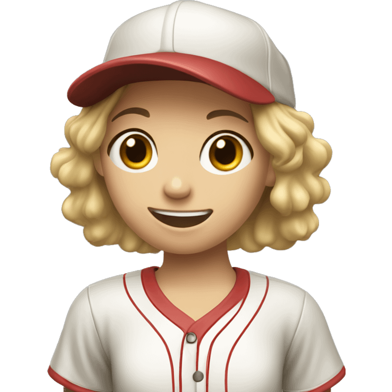 Dirty blond haired girl playing baseball emoji