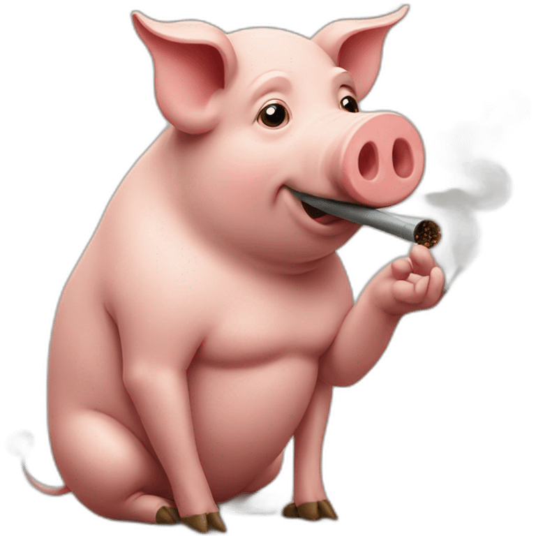 Pig smokes a pipe emoji