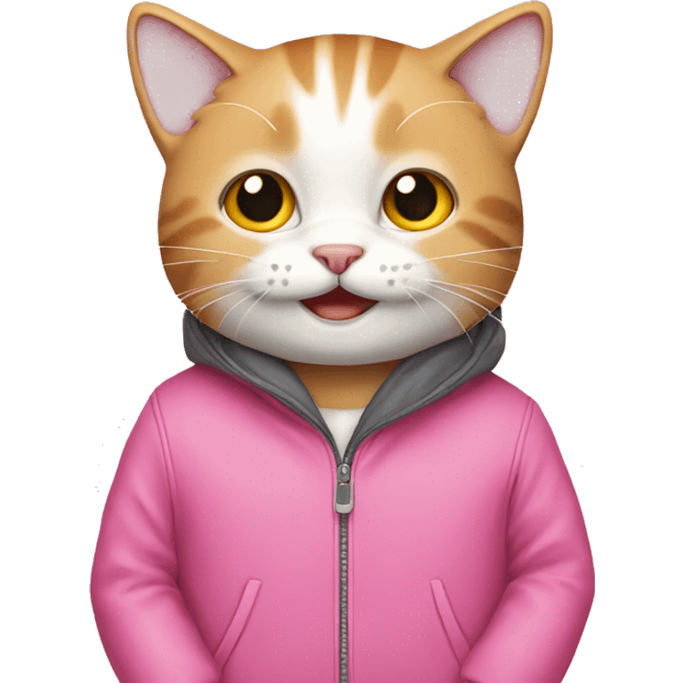 smiling kitty with pink jacket  emoji